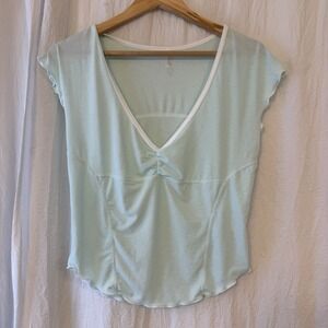Free‎ People Movement Block Me Tee Womens Size Large Pistachio Mint Green NWOT